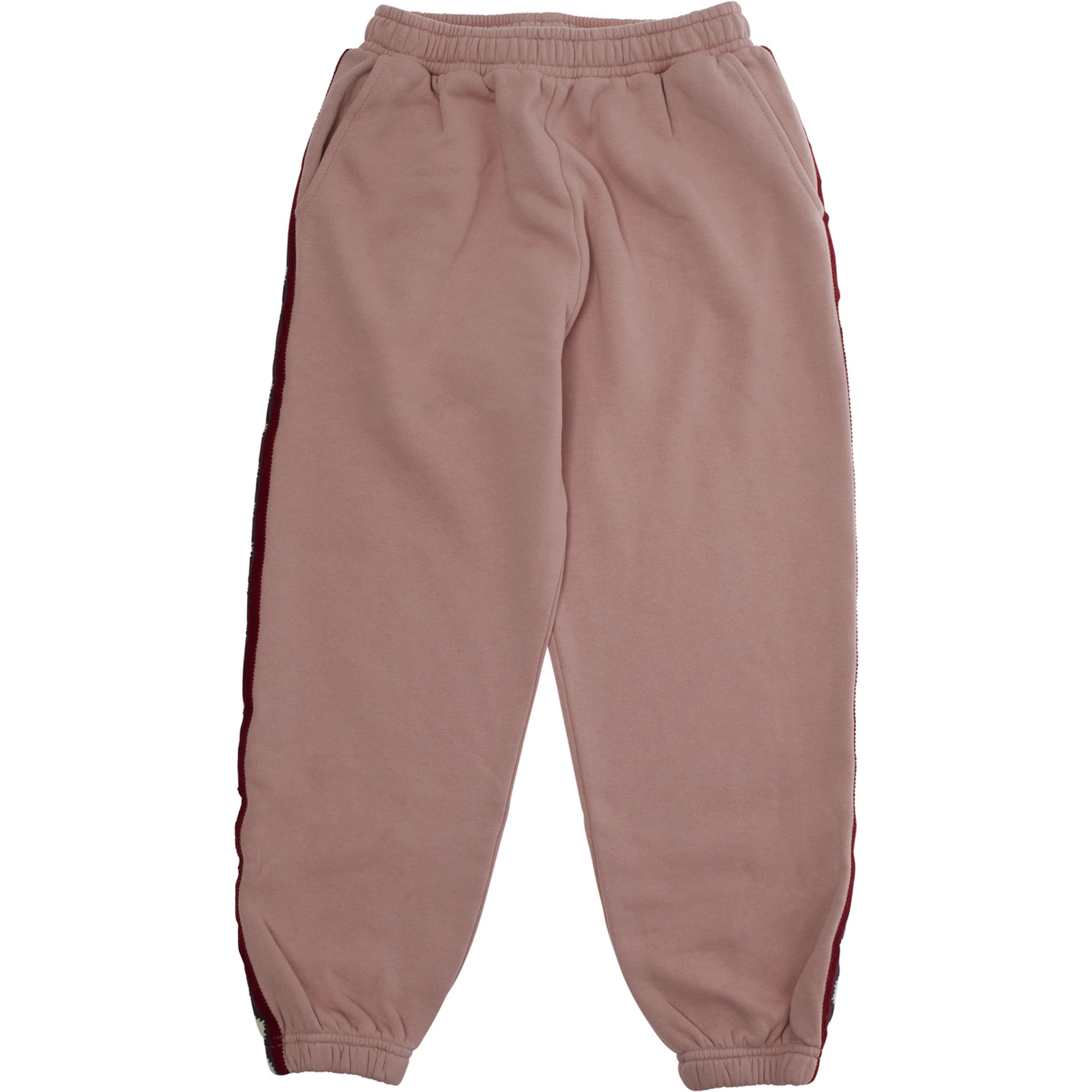 Gino Pink Pants with Elastic Waist and Embroidery on the Side in Cotton Girl