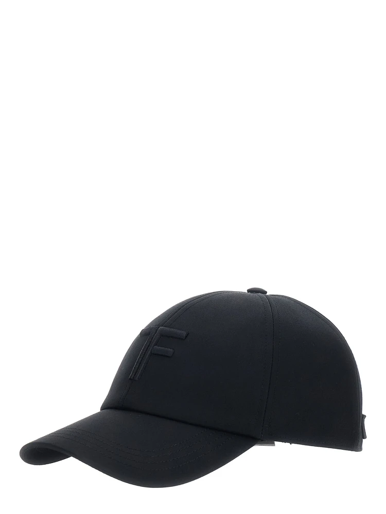 Black Baseball Cap with TF Logo Embroidery in Cotton Man
