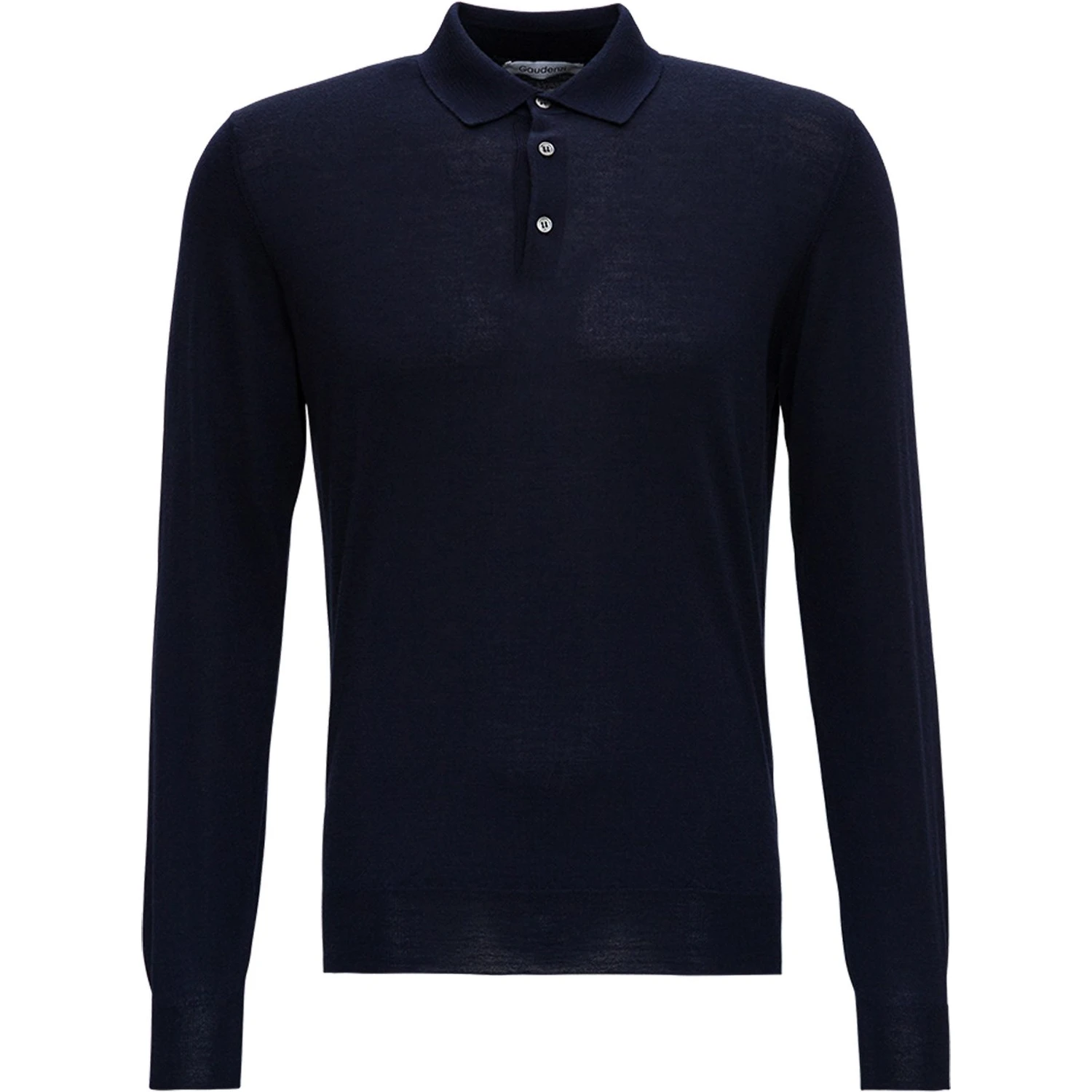 Blue Long Sleeveed Polo Shirt in Wool and Silk
