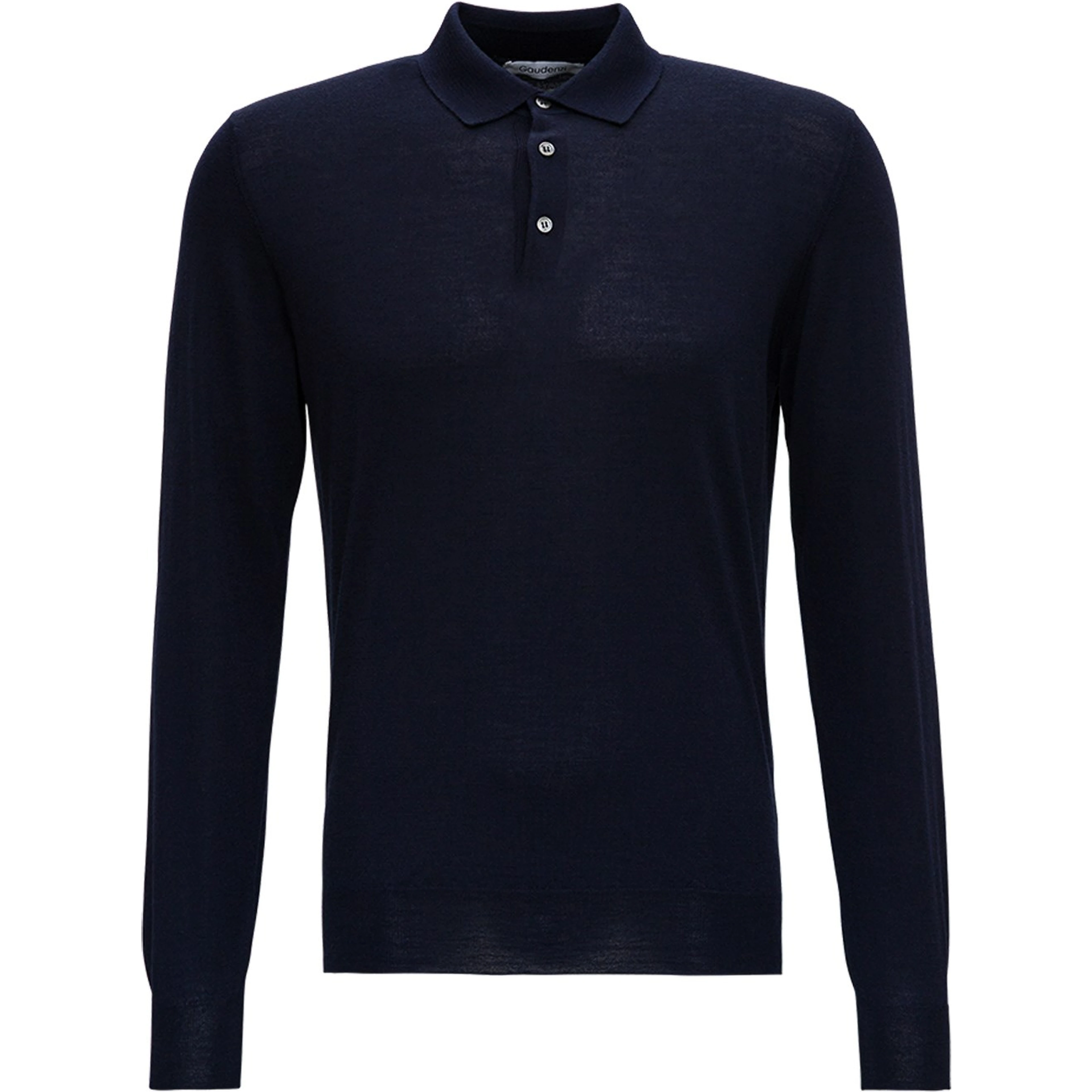 Blue Long Sleeveed Polo Shirt in Wool and Silk