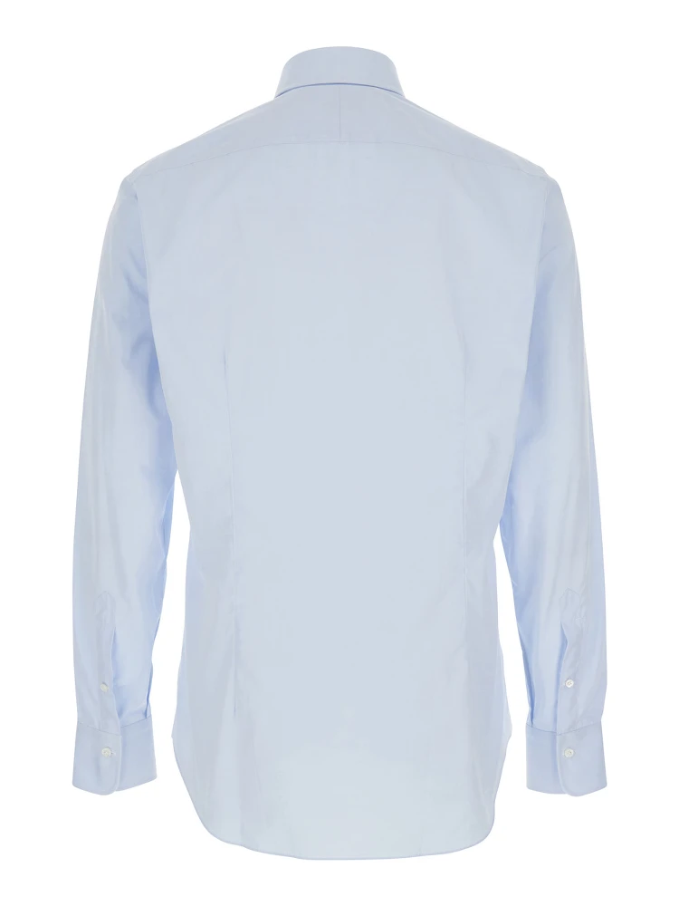 Light Blue Shirt with Classic Collar in Cotton Man