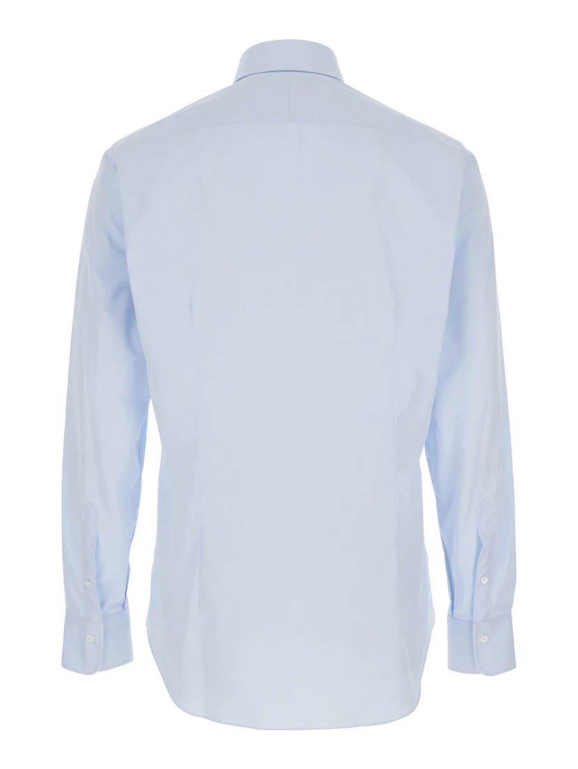 Light Blue Shirt with Classic Collar in Cotton Man