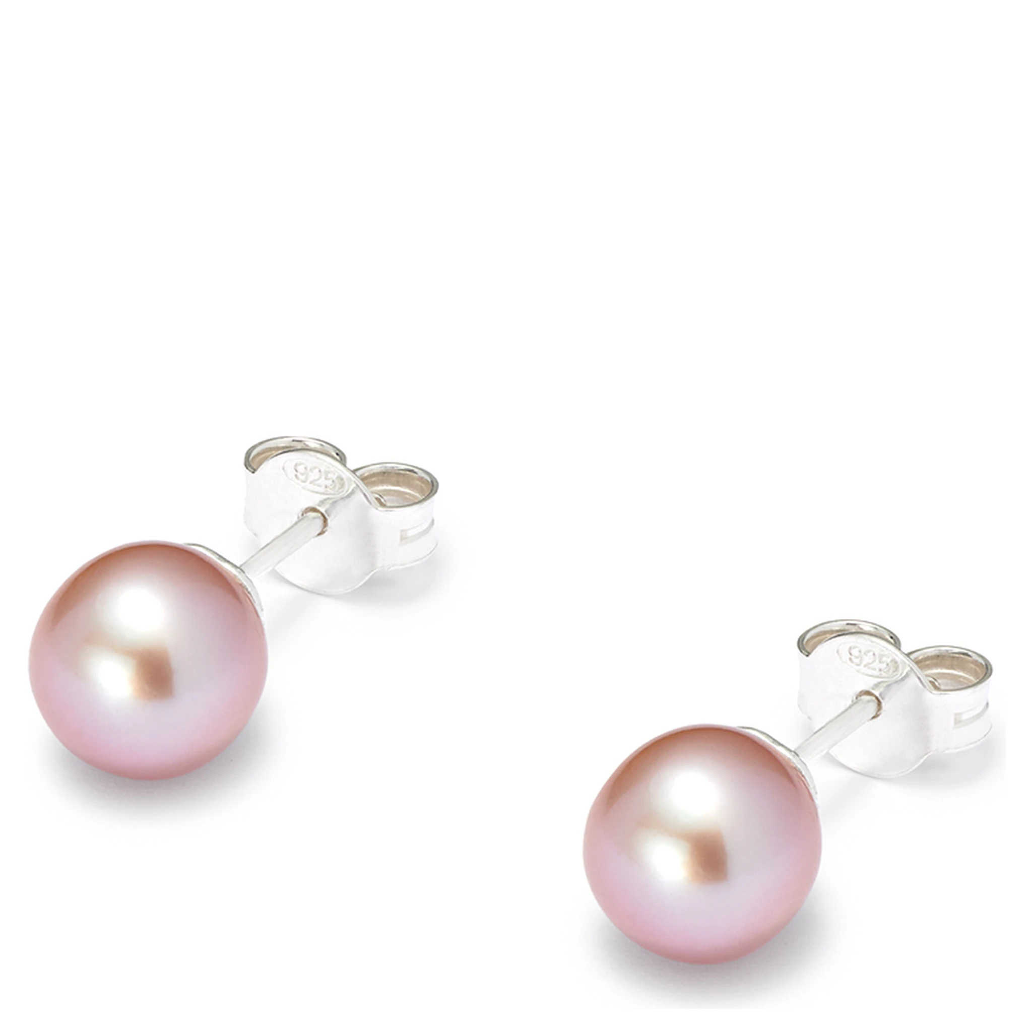 Freshwater Pink Pearl Stud Earrings in Sterling Silver Woman
