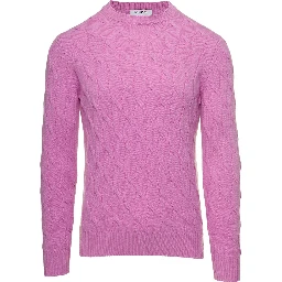 Pink Cable Knit Sweater in Wool and Cashmere Man Gaudenzi