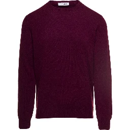 Purplish Red Crewneck Sweater In Cashmere Man Gaudenzi