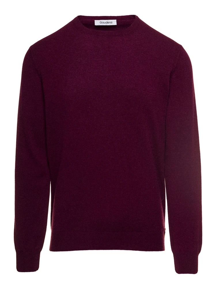 Purplish Red Crewneck Sweater In Cashmere Man Gaudenzi