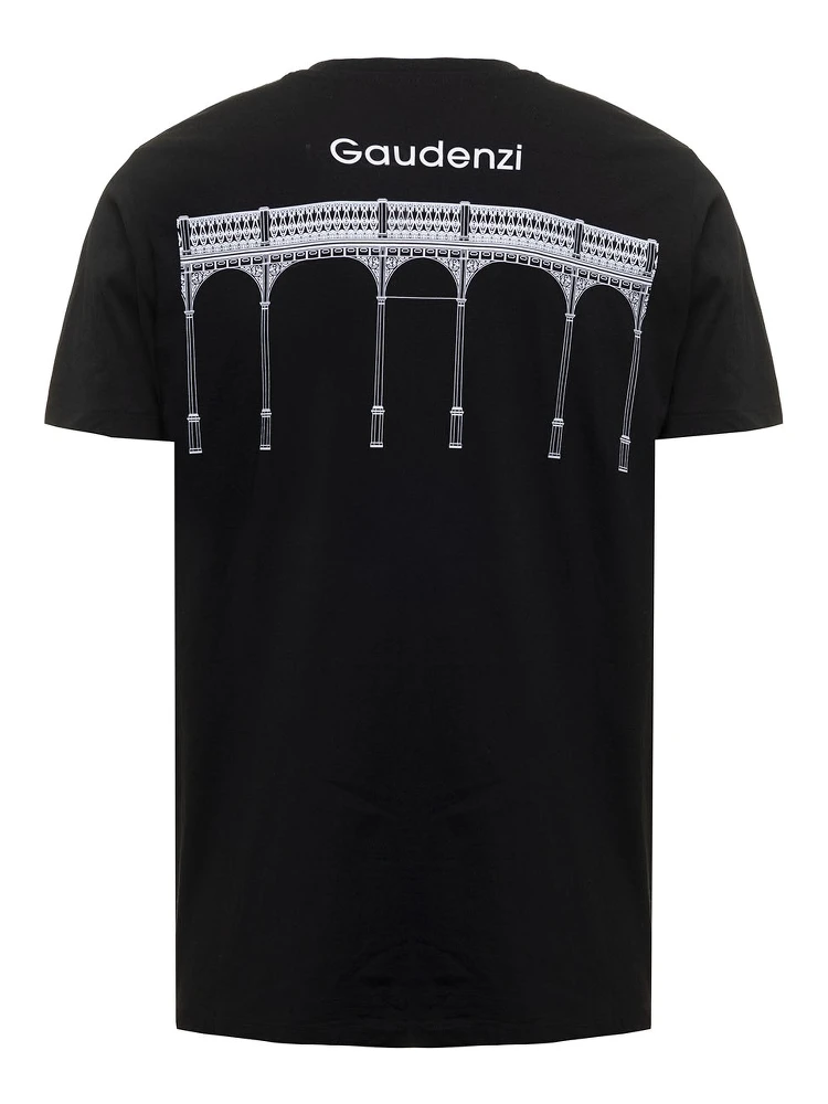 Black Cotton T-shirt with Logo print Gaudenzi Woman