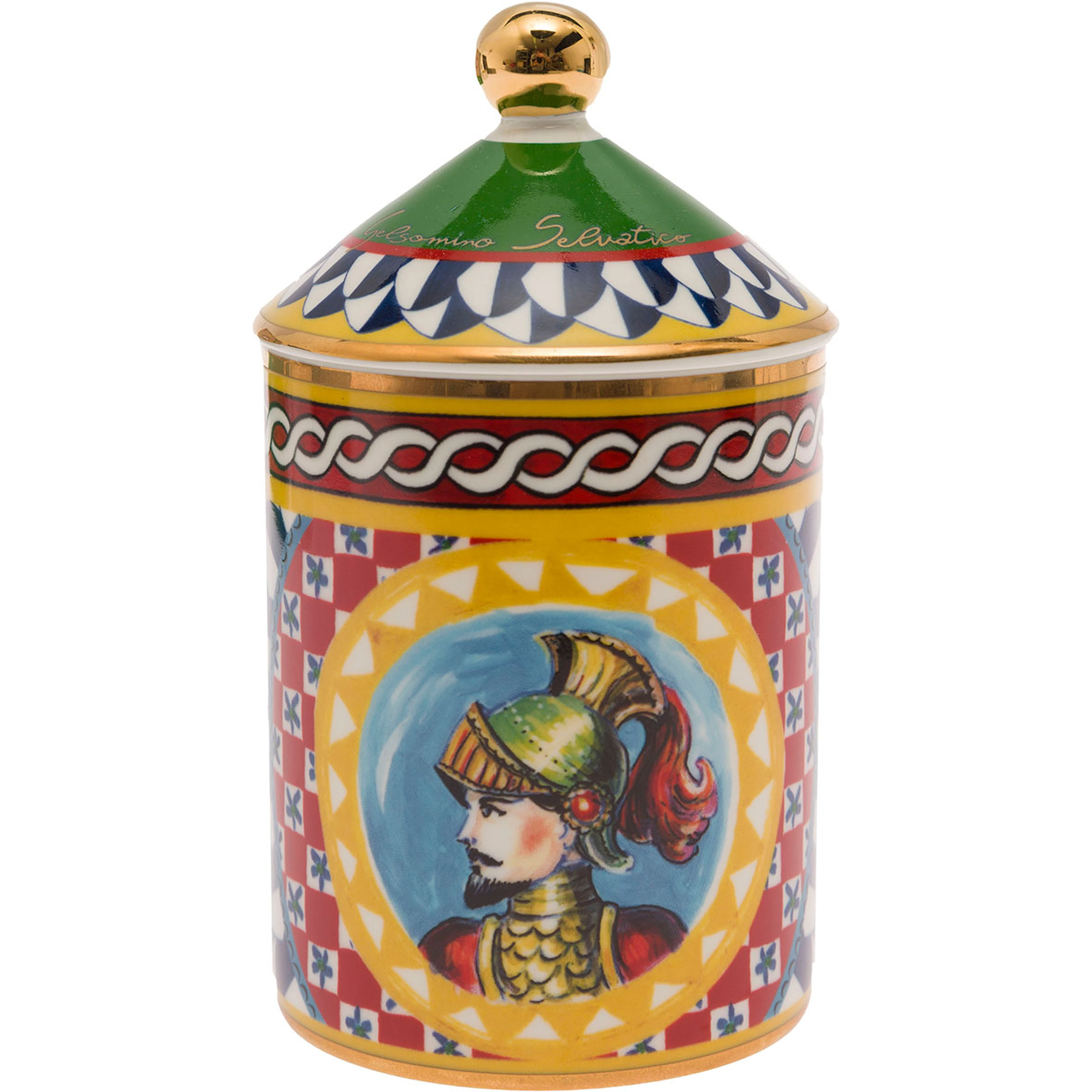 شمعة معطرة برائحة الياسمين البري مع غطاء وطبعة كاريتو