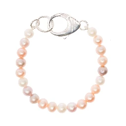 Silver Bracelet with Mixed Pink Freshwater Pearls Woman