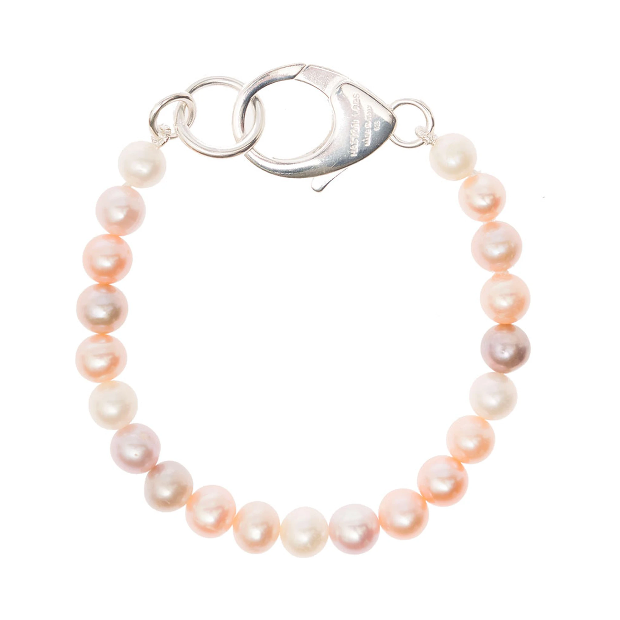 Silver Bracelet with Mixed Pink Freshwater Pearls Woman