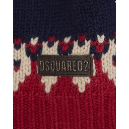 Multicolor Crew Neck Sweater with Geometric Motif in Wool Blend Boy