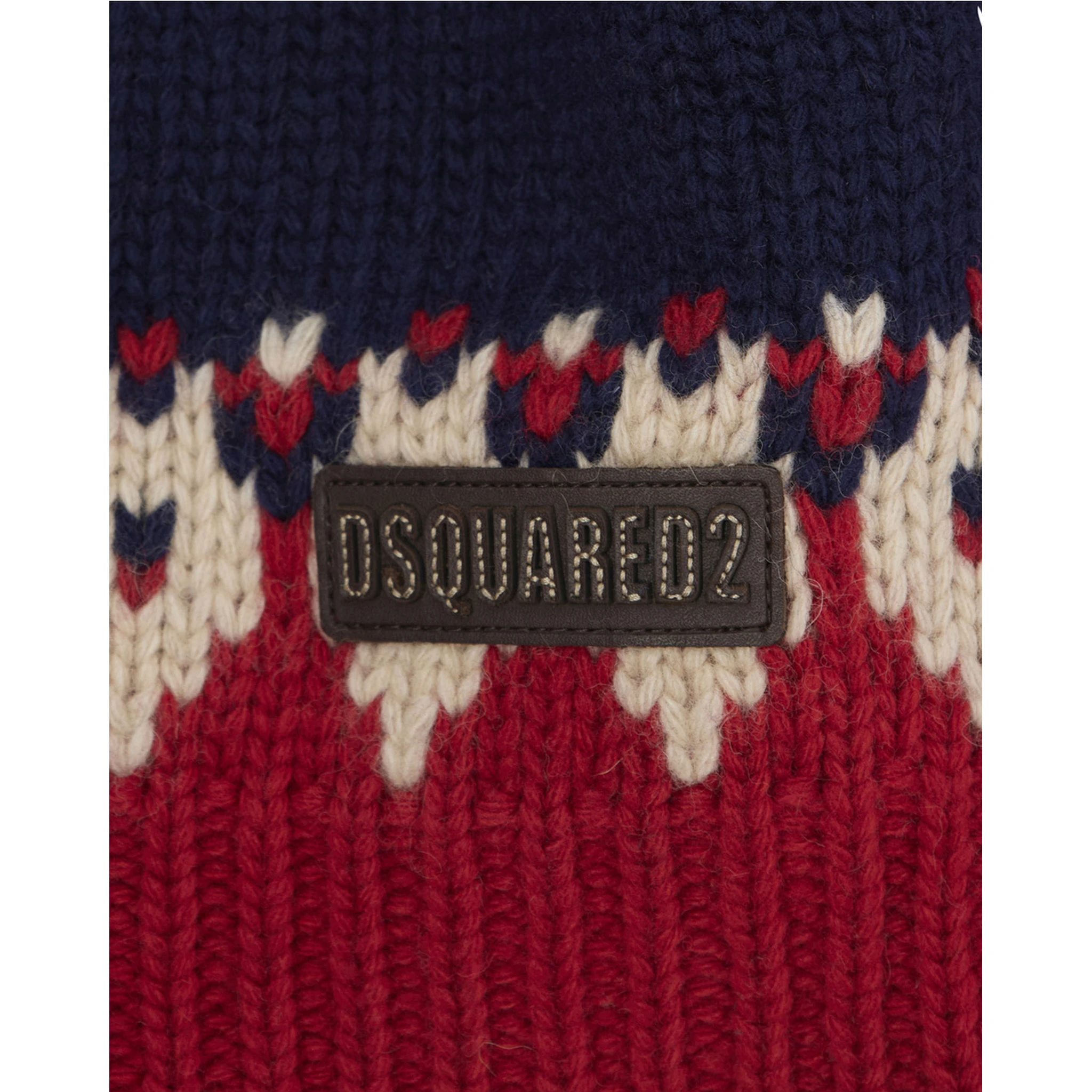 Multicolor Crew Neck Sweater with Geometric Motif in Wool Blend Boy