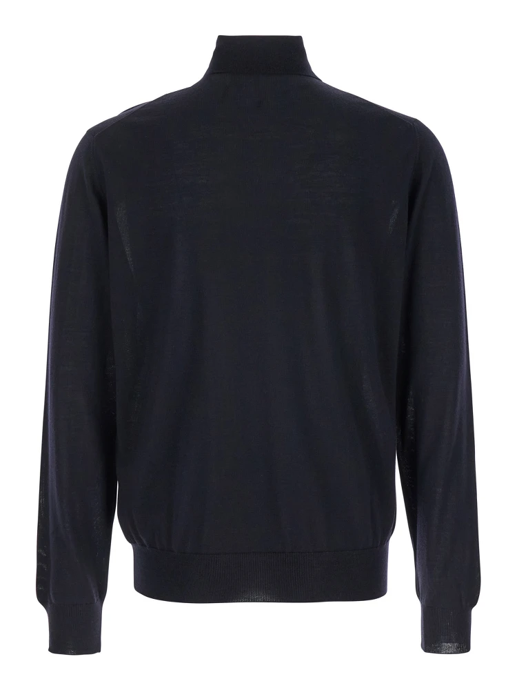 Blue Turtleneck with Long Sleeves in Wool Man