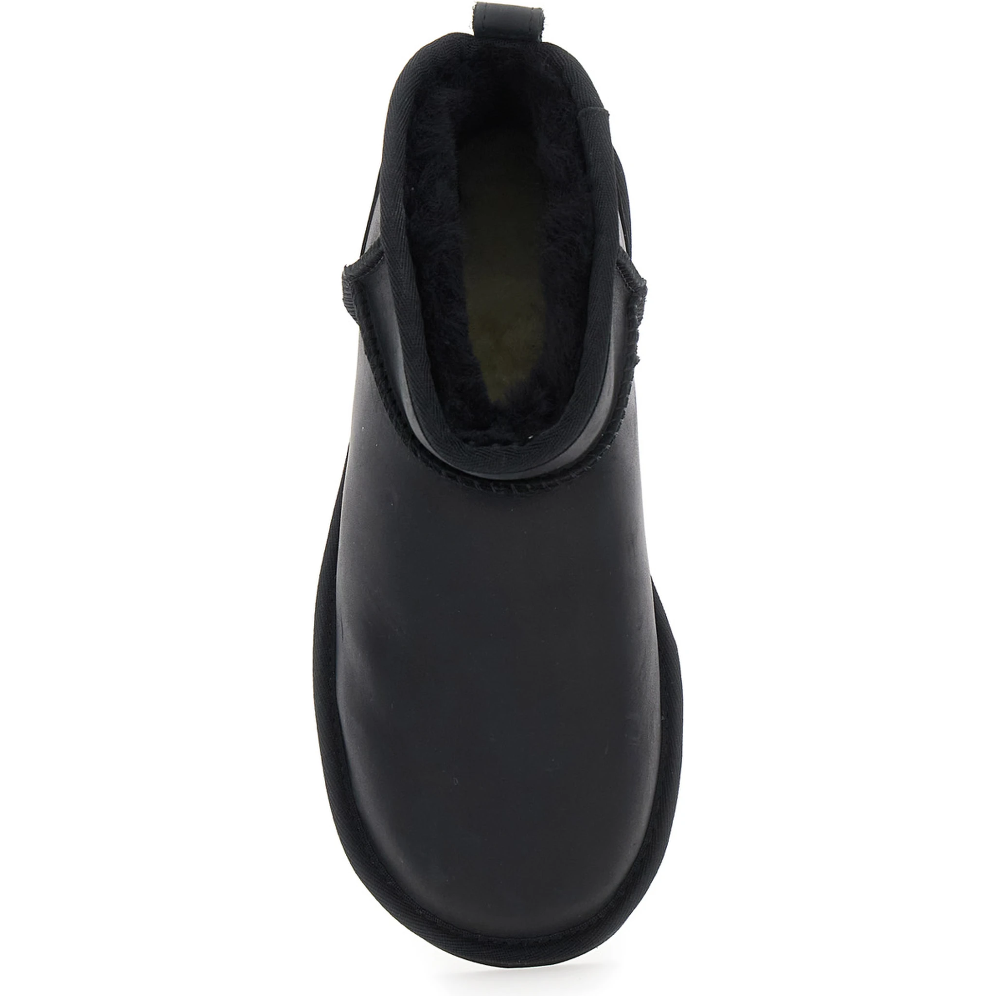 Classic Ultra Mini Black Ankle Boots with Shearling Lining in Leather Woman