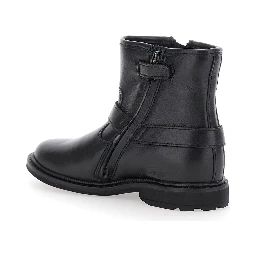 Black Ankle Boots with Harness Detail in Rubber Girl
