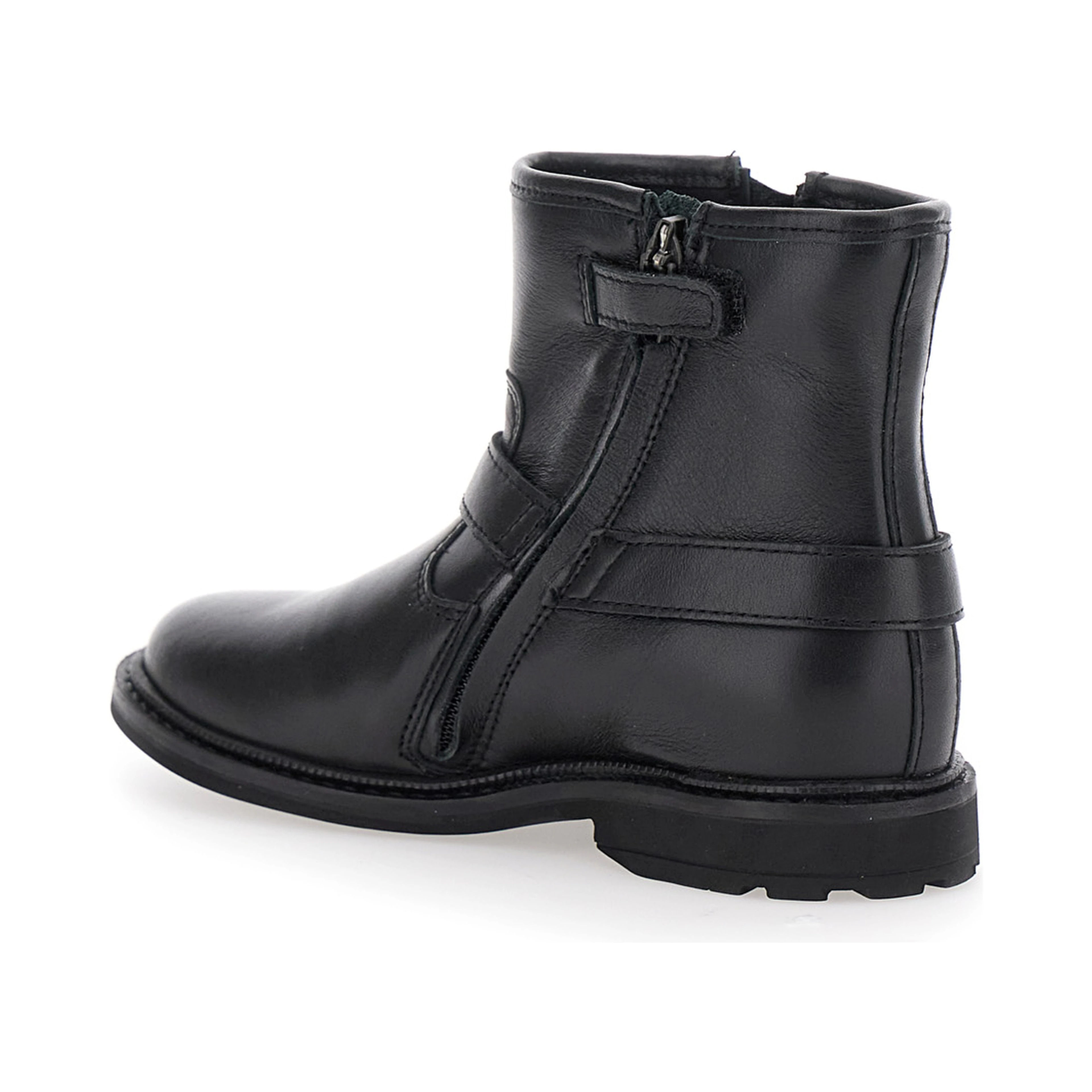 Black Ankle Boots with Harness Detail in Rubber Girl