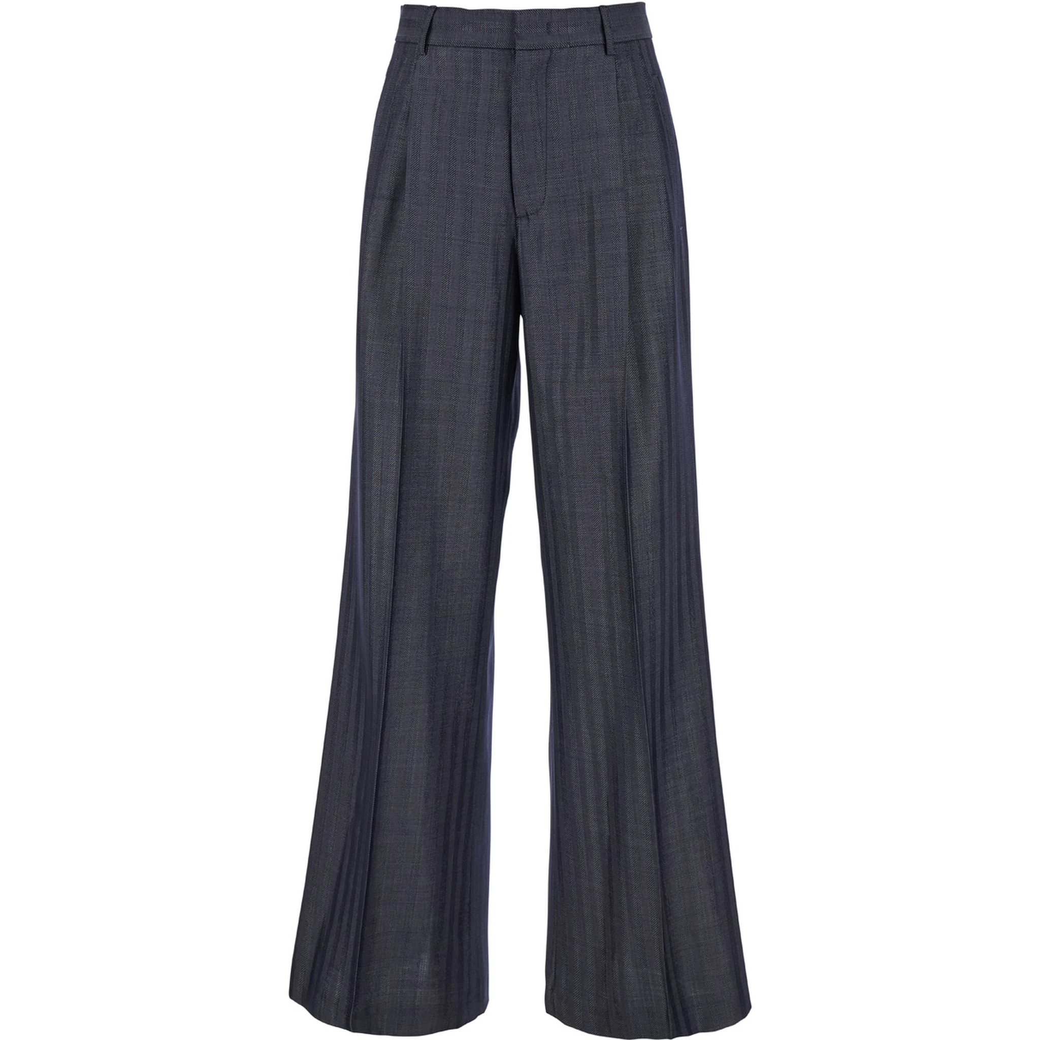 Grey Wide Pants with Concealed Closure in Wool Blend Woman