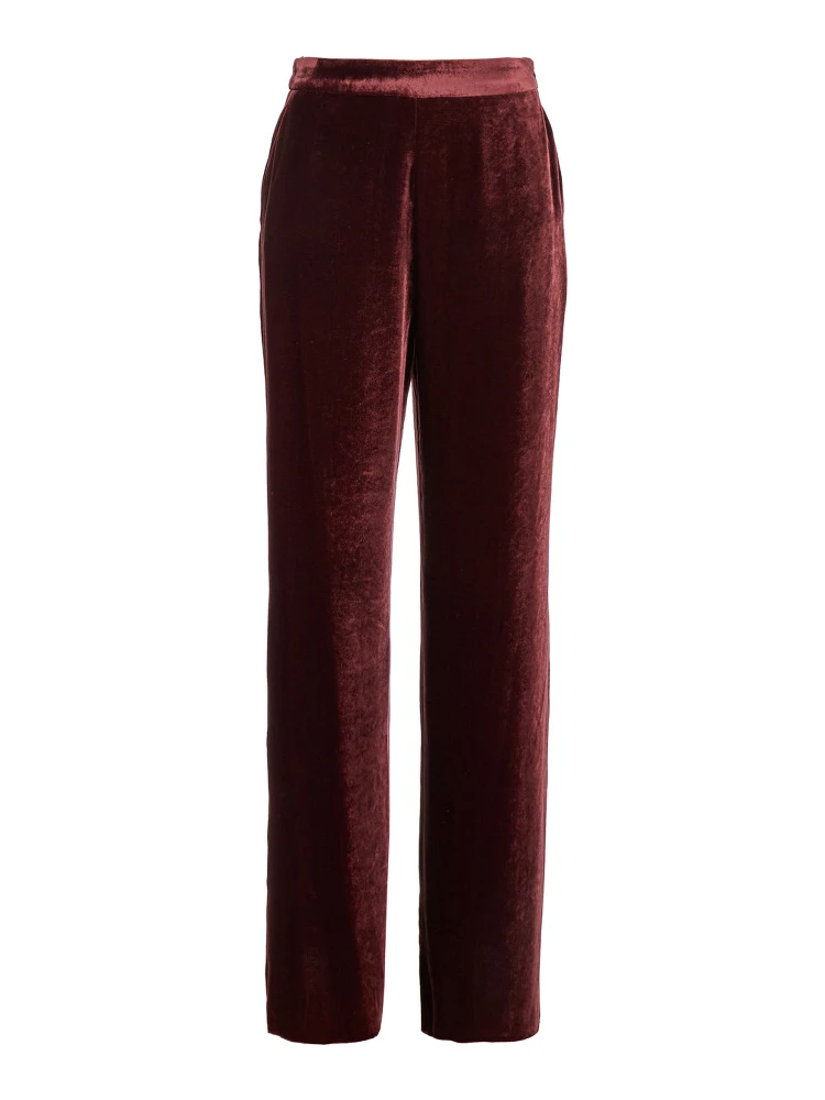Red Pants with Elastic Waistband in Velvet Woman