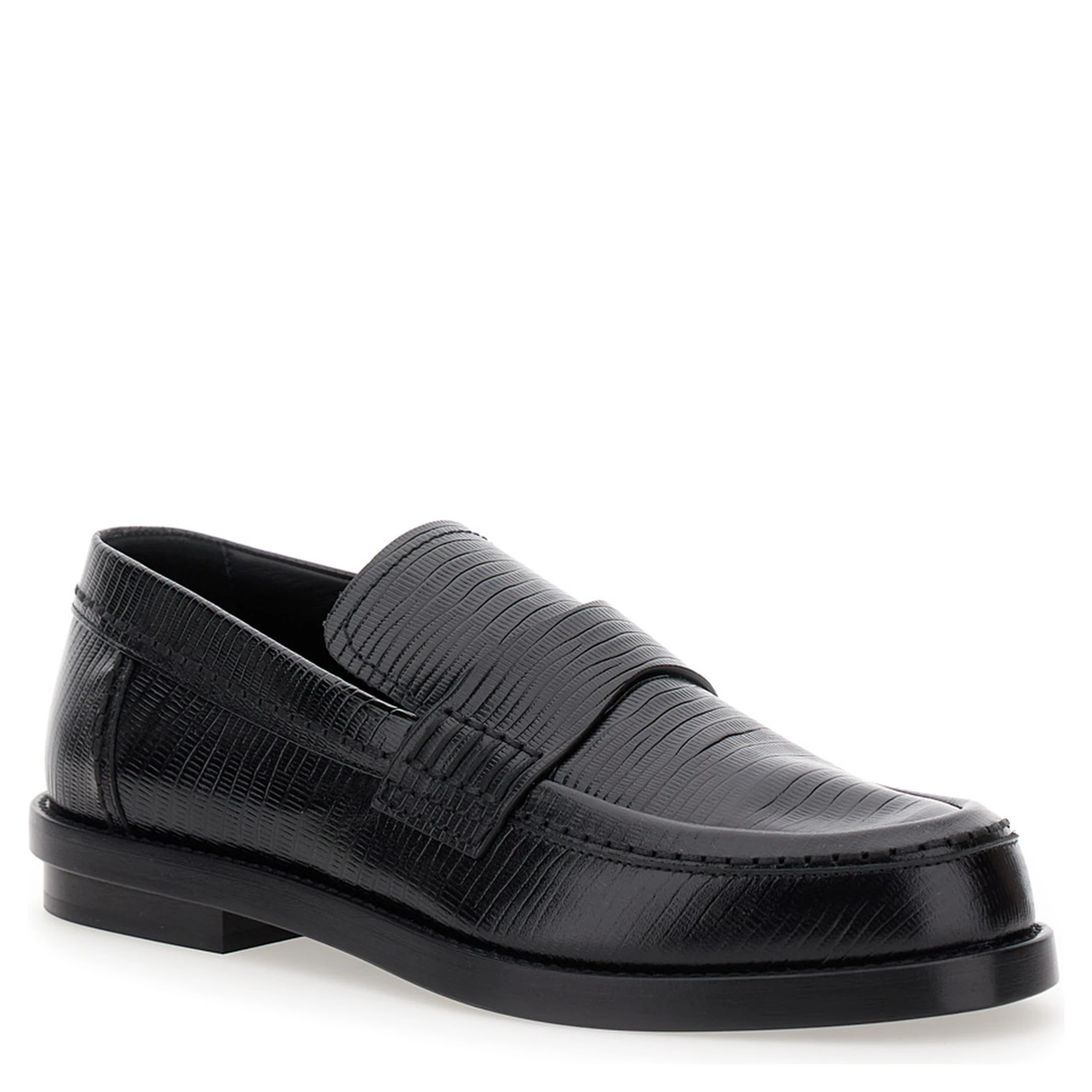 Black Slip-On Loafers in Leather Man