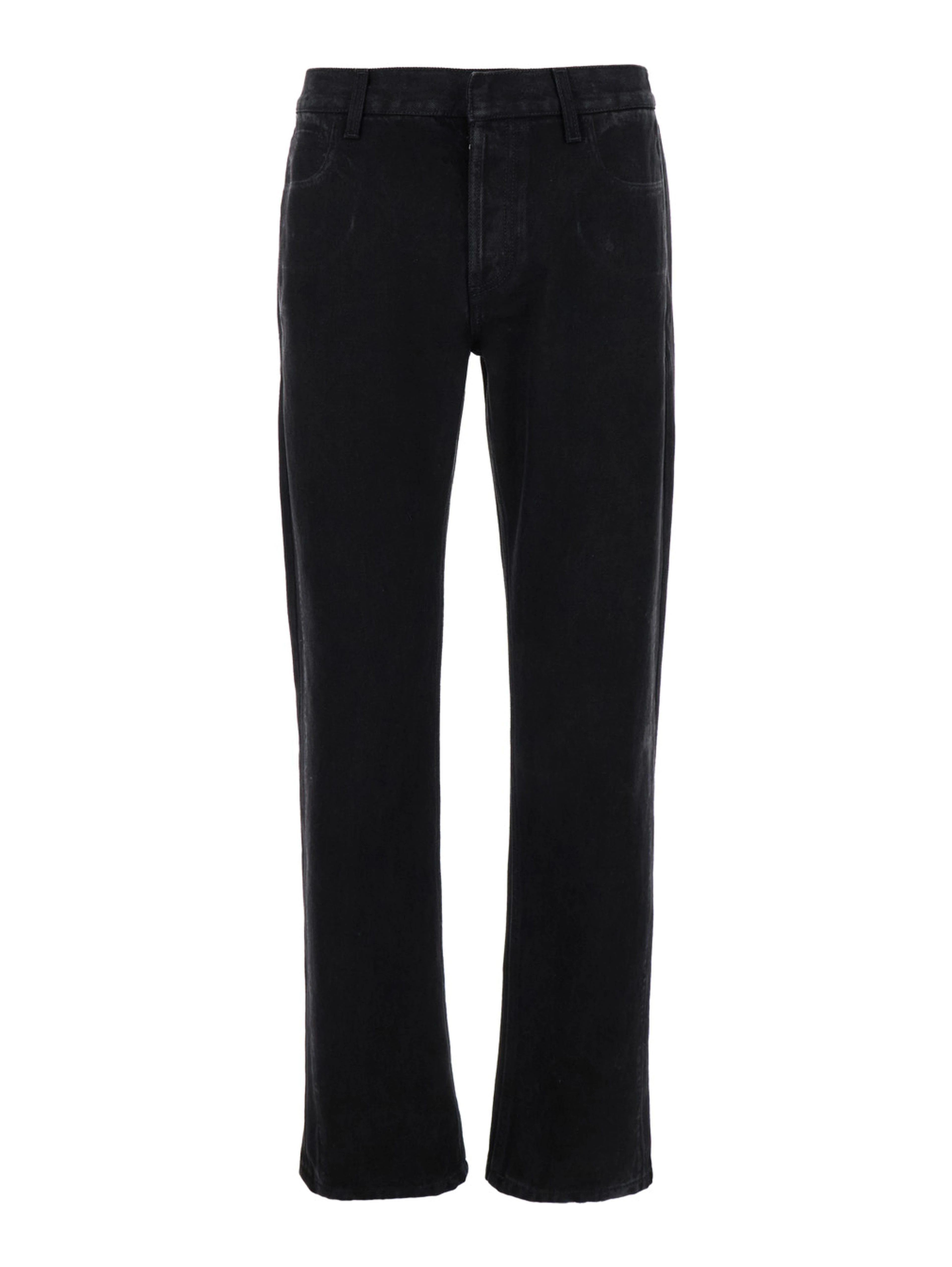 Black Jeans with Logo Patch on the Rear and Worn Out Effect in Denim Man