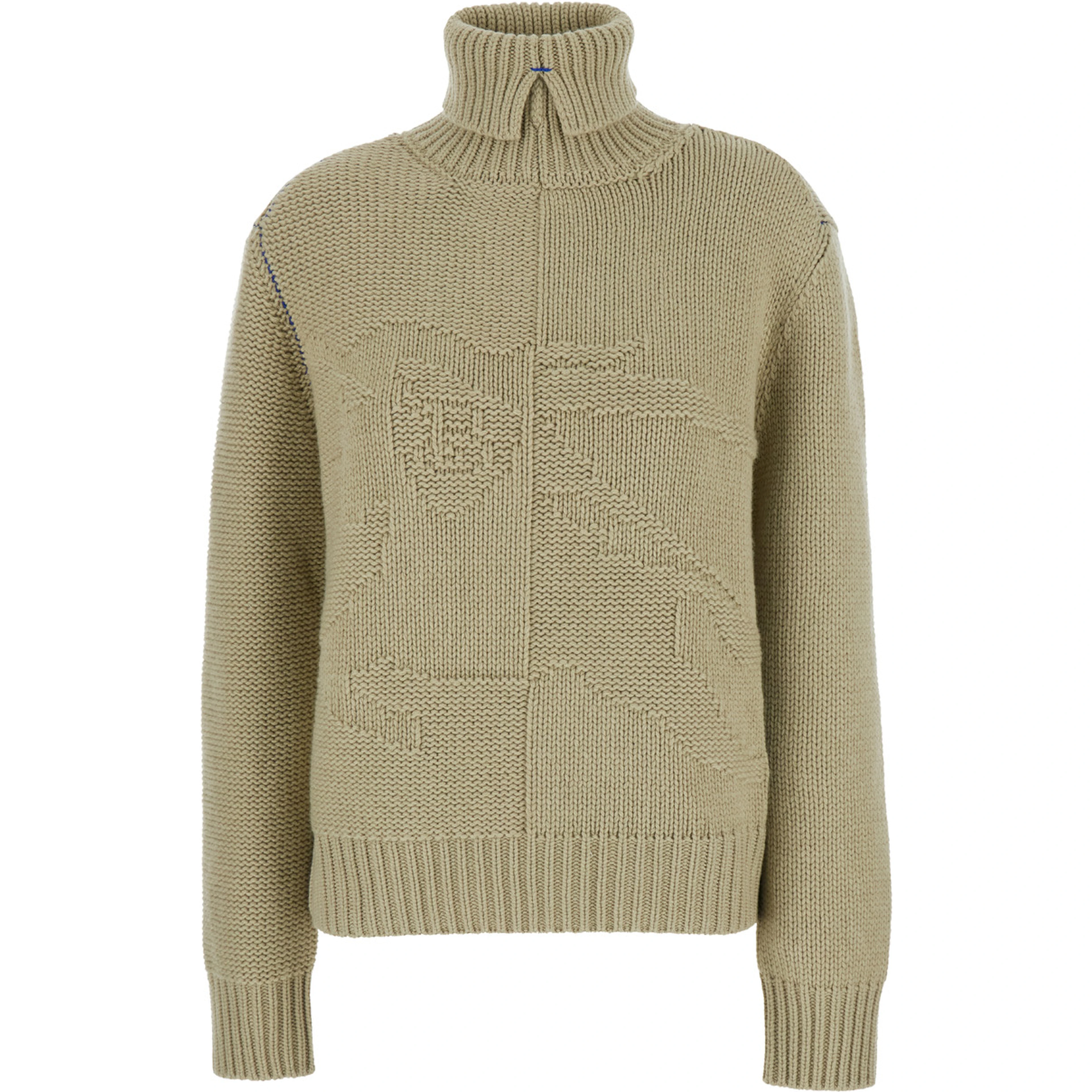 Beige High Neck Sweater with EKD Motif in Cashmere Woman