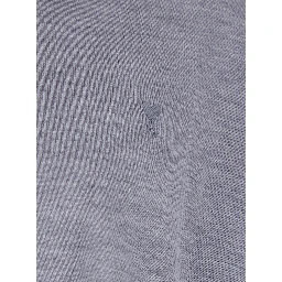 Grey Crew Neck Sweater with Embroidered Logo on the Front in Wool Man