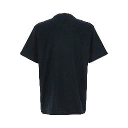 Black Crewneck T-Shirt with Logo Lettering Embroidery on the Front in Cotton Man