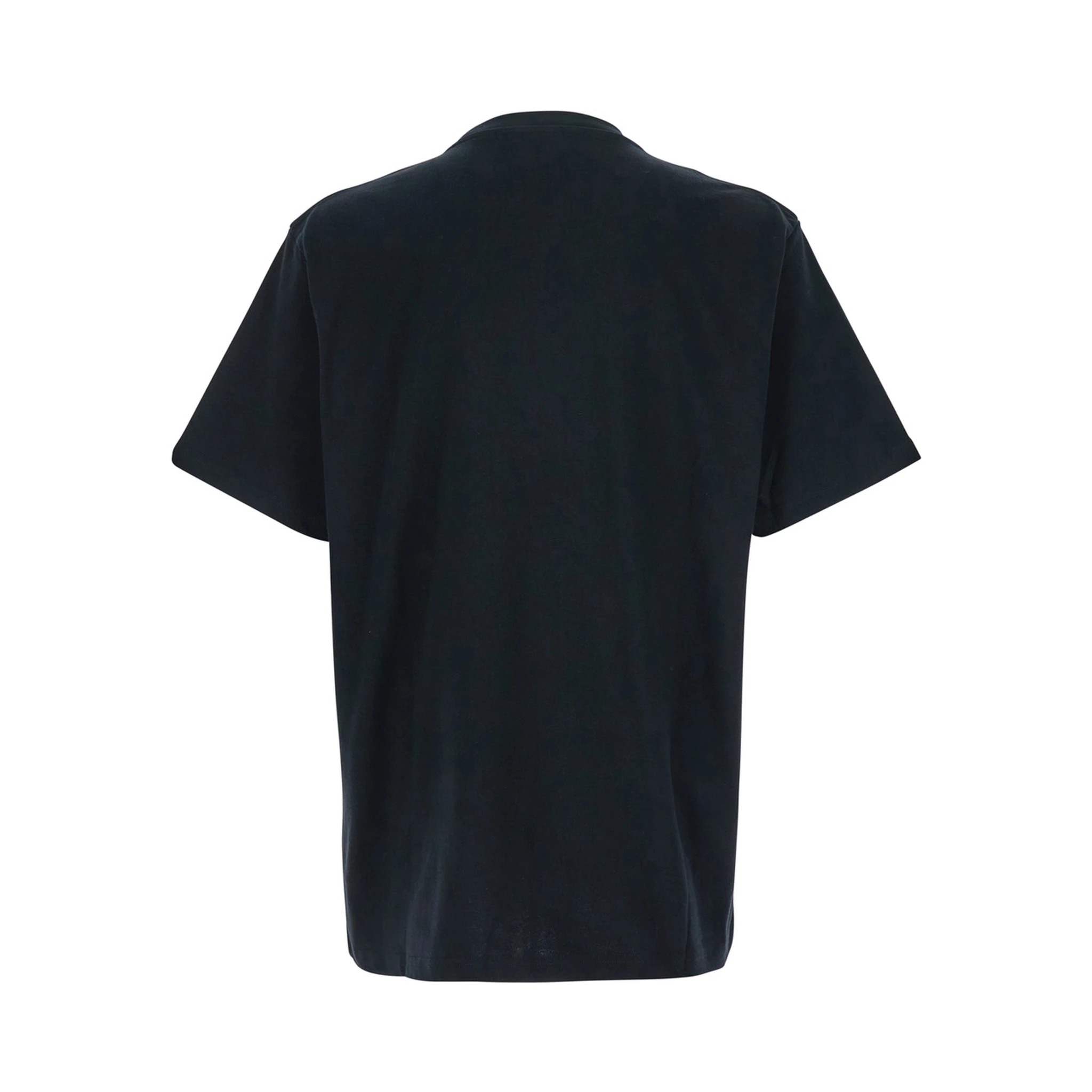 Black Crewneck T-Shirt with Logo Lettering Embroidery on the Front in Cotton Man