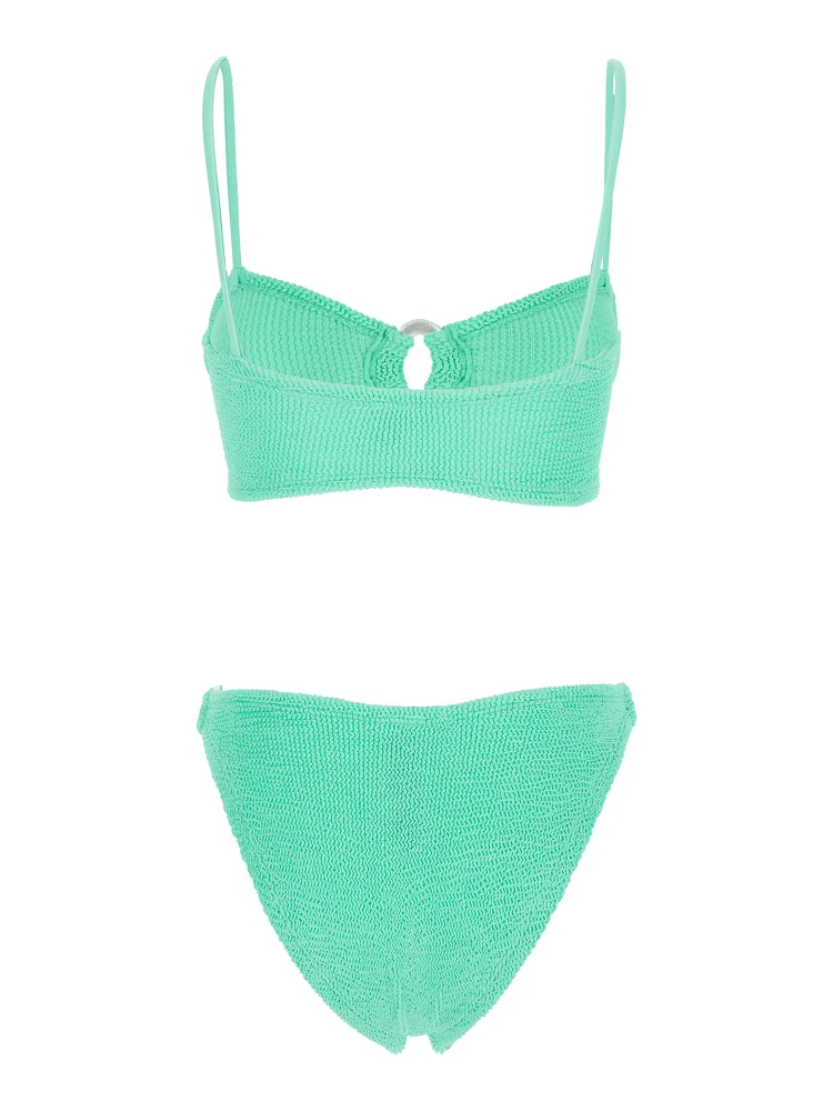 Misty Green Bikini with Fixed Spaghetti Straps and Cut-Out with Ring in Tech Fabric Stretch Woman alternative