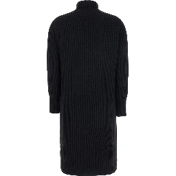 "Ebridi" Ribbed Long Dress in Cashmere in Black Woman