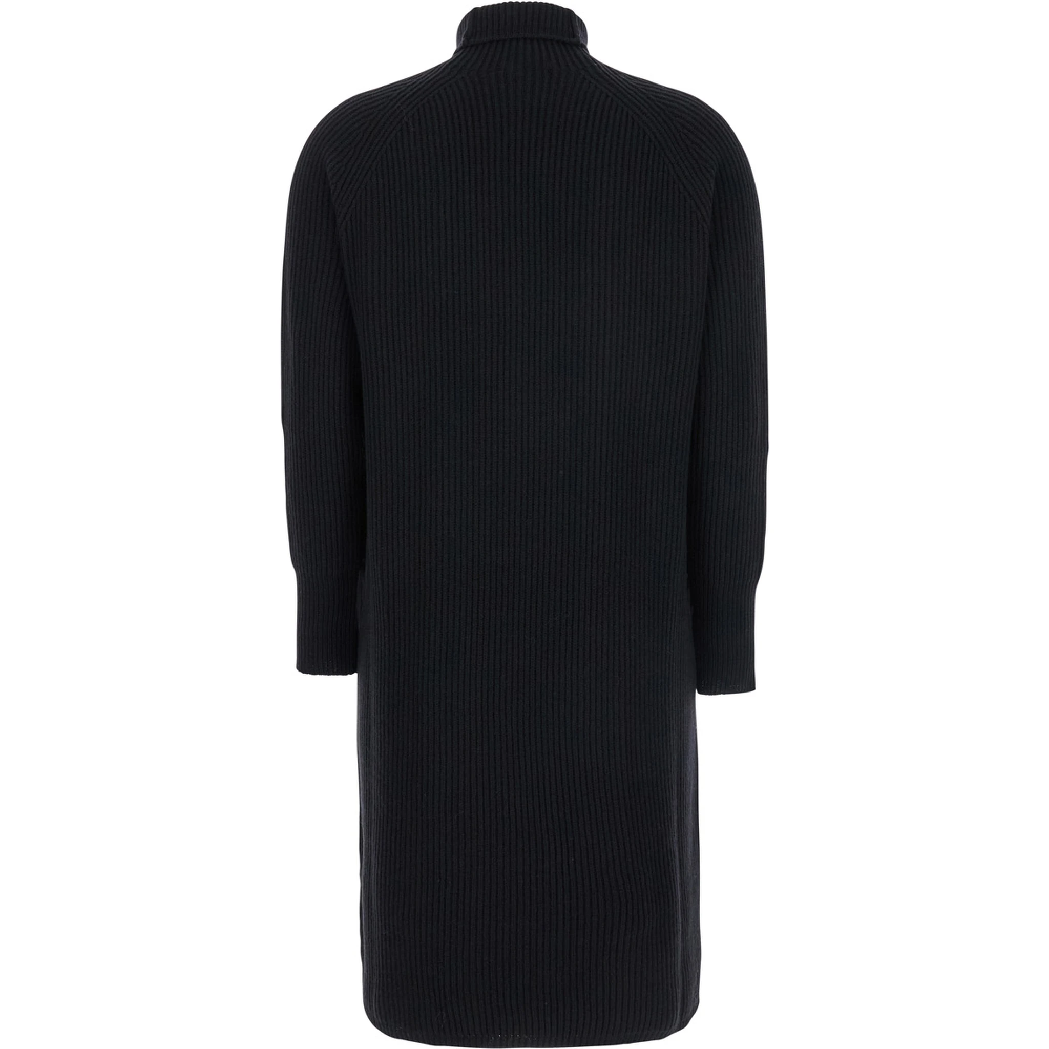 "Ebridi" Ribbed Long Dress in Cashmere in Black Woman