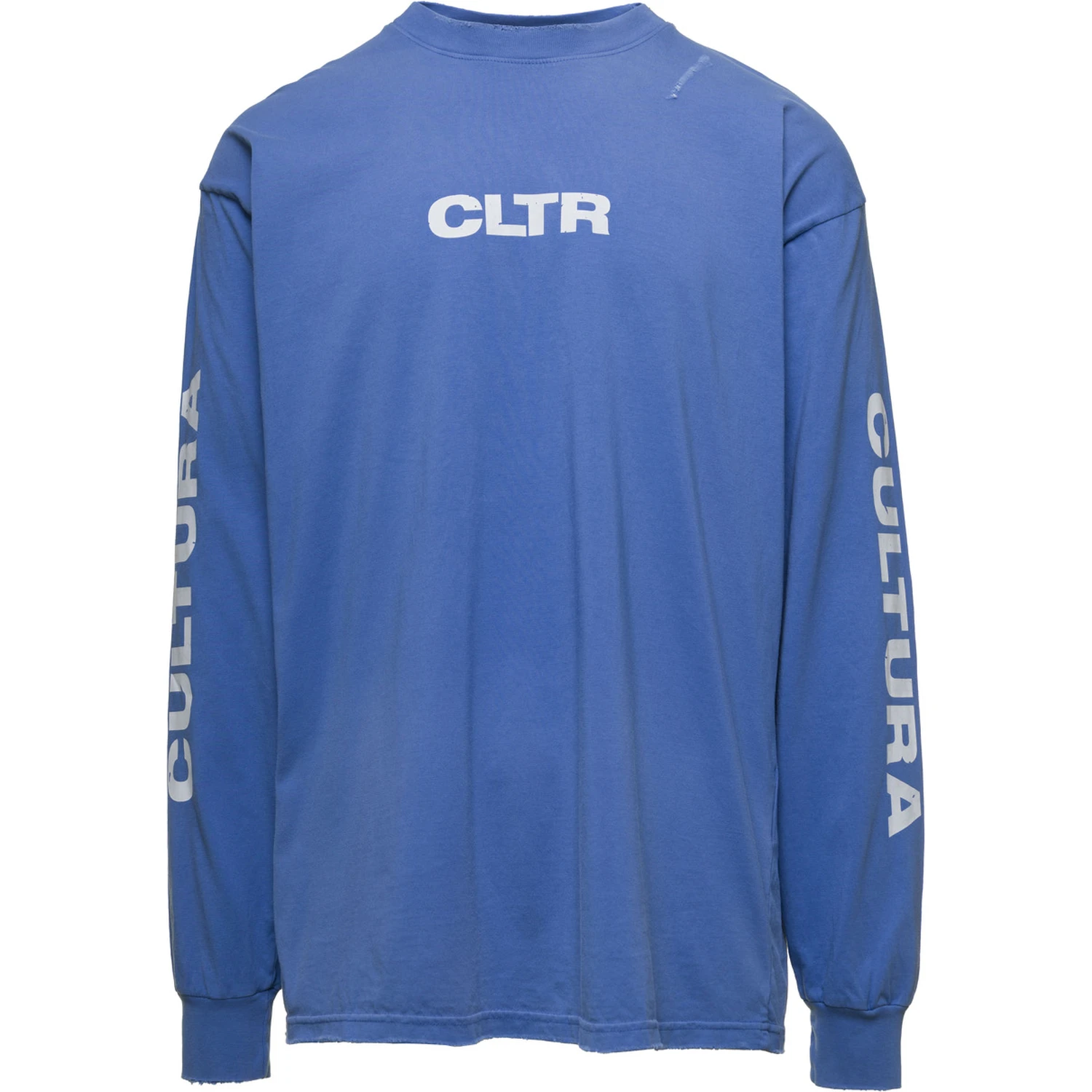 Blue Crewneck Sweatshirt with Contrasting CLTR Print in Jersey Man