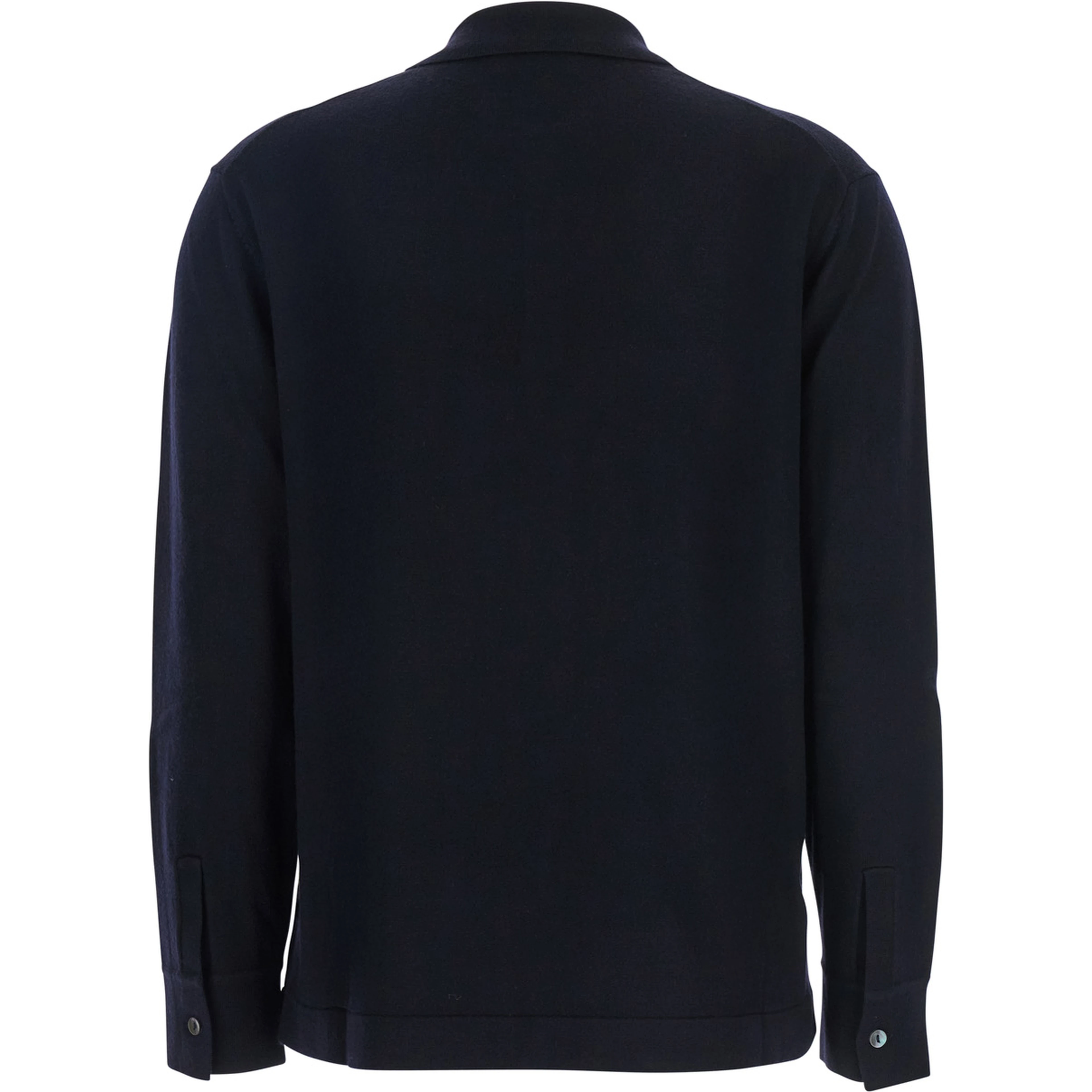 Blue Polo Shirt with Classic Collar and Long Sleeves in Wool Woman