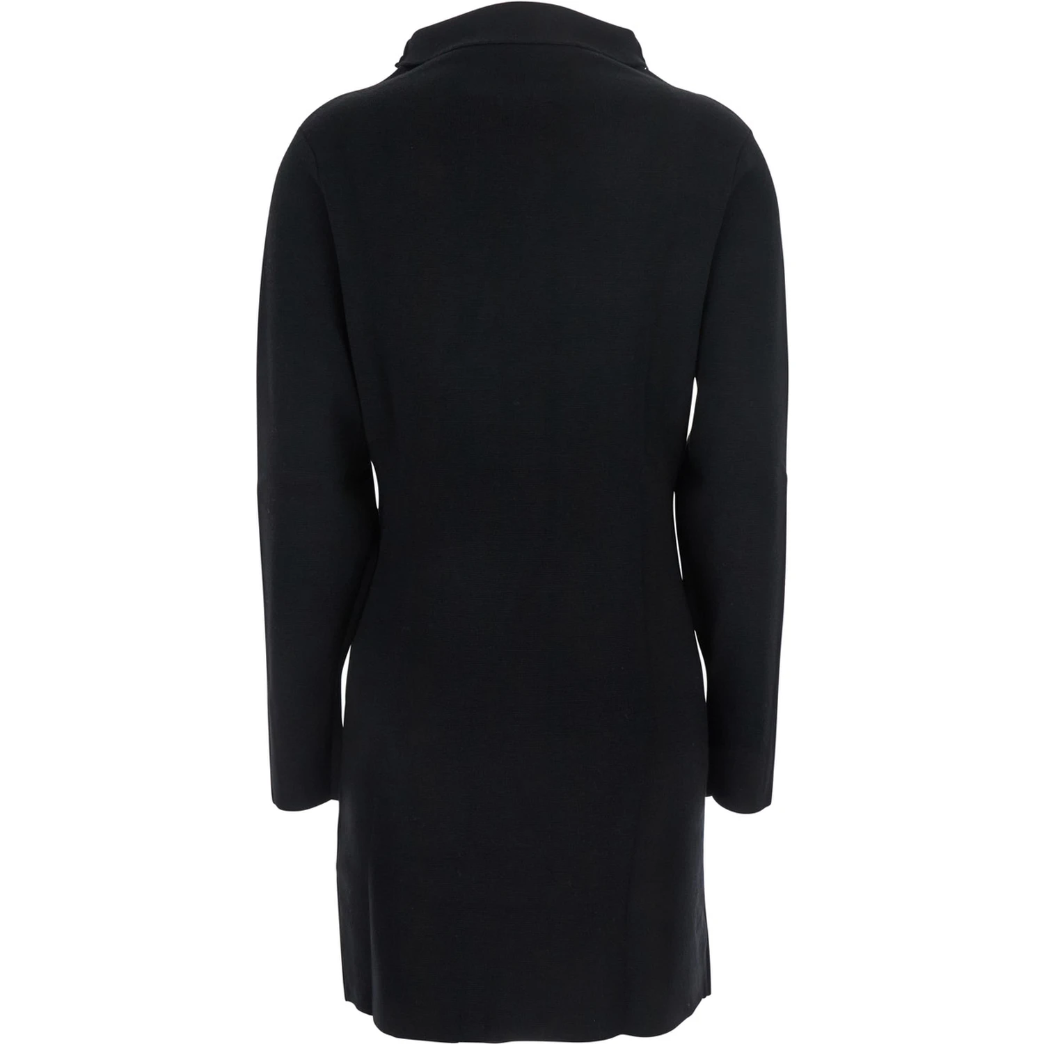 Black Turtleneck Midi Dress in Wool and Cashmere Woman
