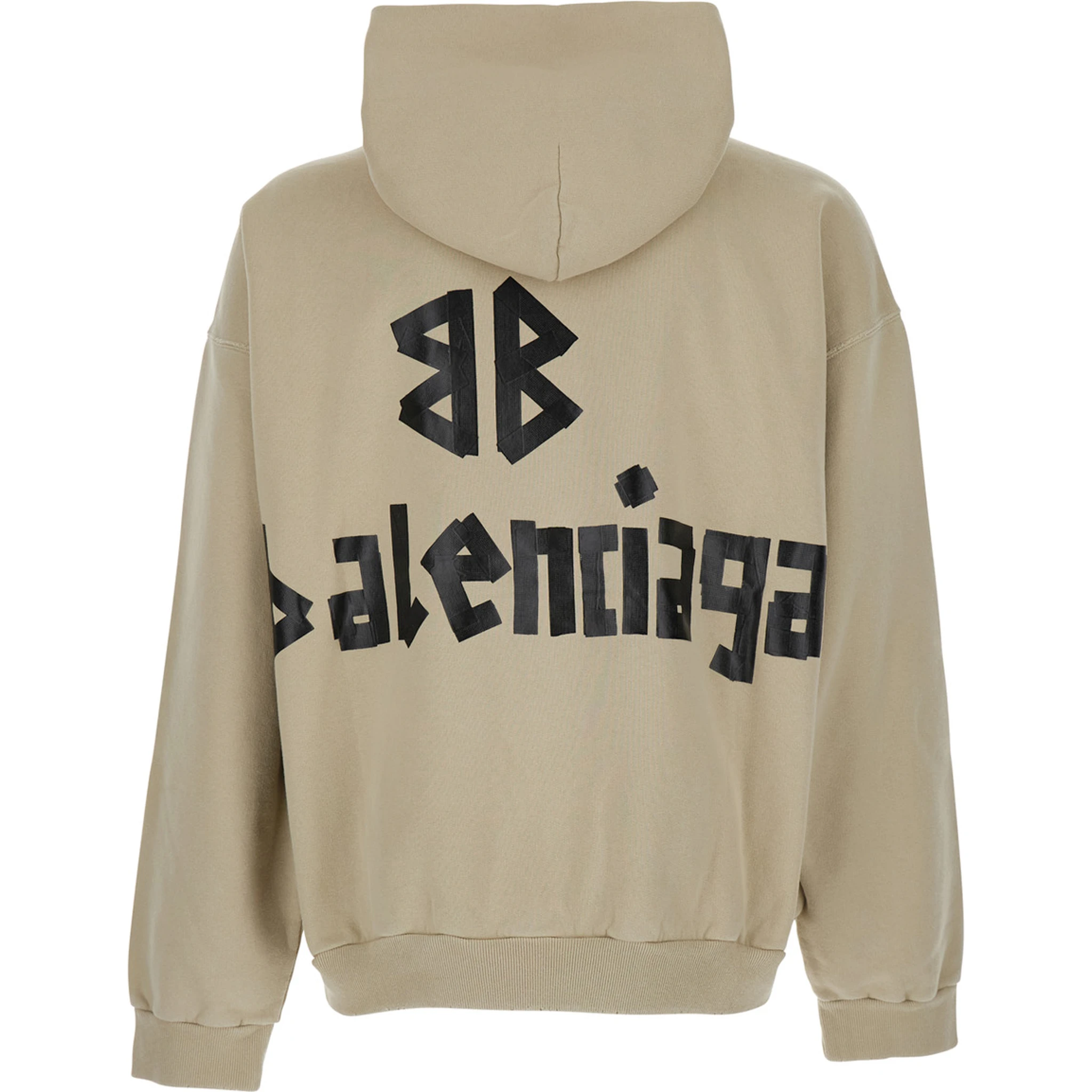 هودي بيج بغطاء رأس ثابت وشعار مطبوع على الأمام والخلف من القطن الرجالي