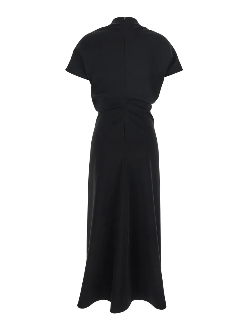 Black High Neck Dress in Cady for Women
