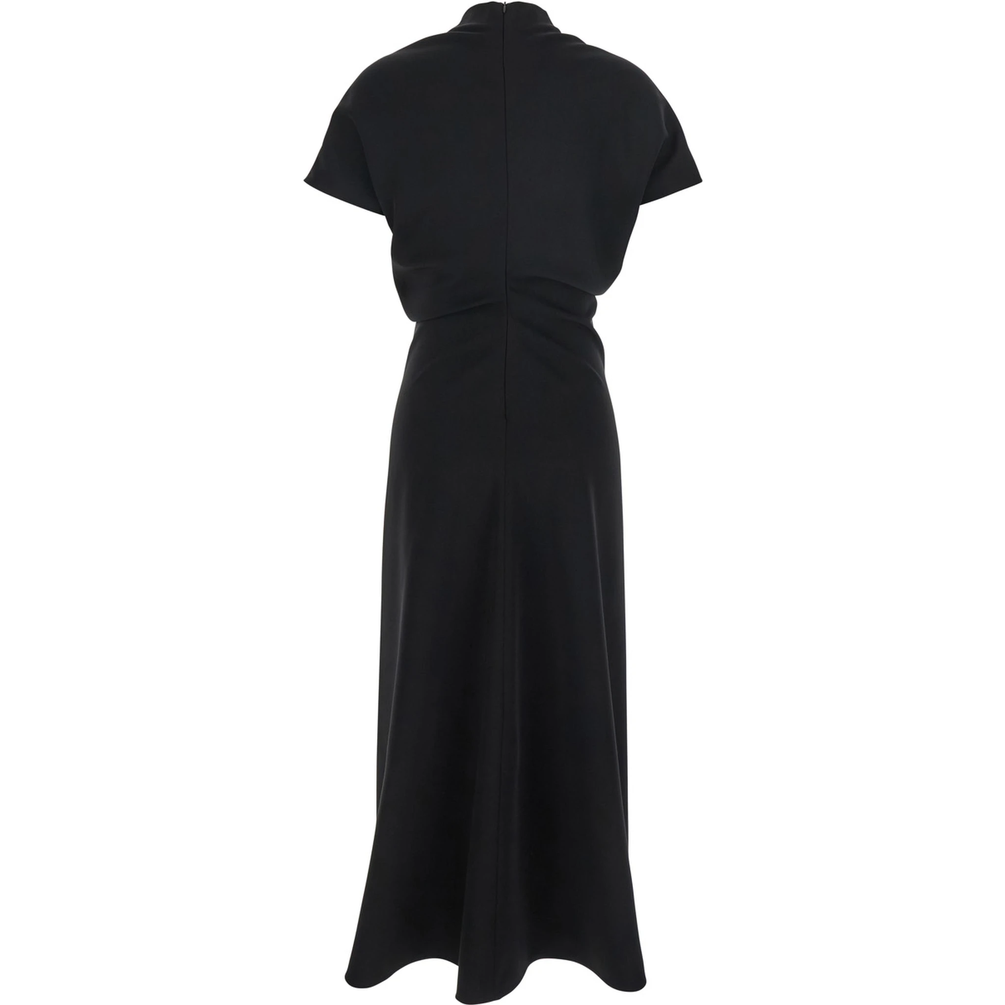 Black High Neck Dress in Cady for Women