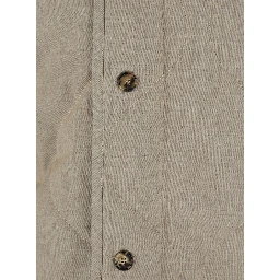 Beige Crewneck Jacket with Quilted Design on the Front and Logo Embroidery on the Rear in Fabric Man