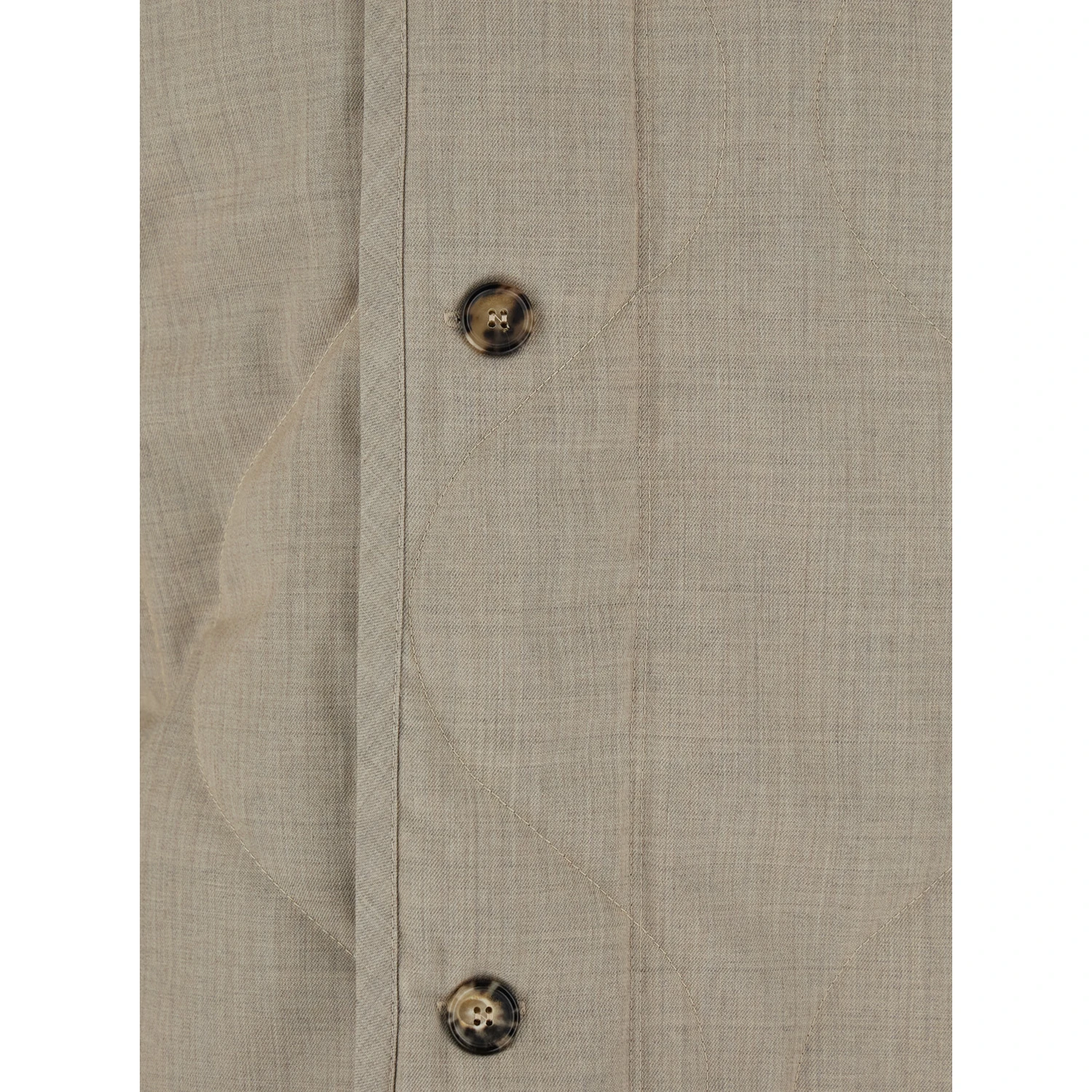Beige Crewneck Jacket with Quilted Design on the Front and Logo Embroidery on the Rear in Fabric Man