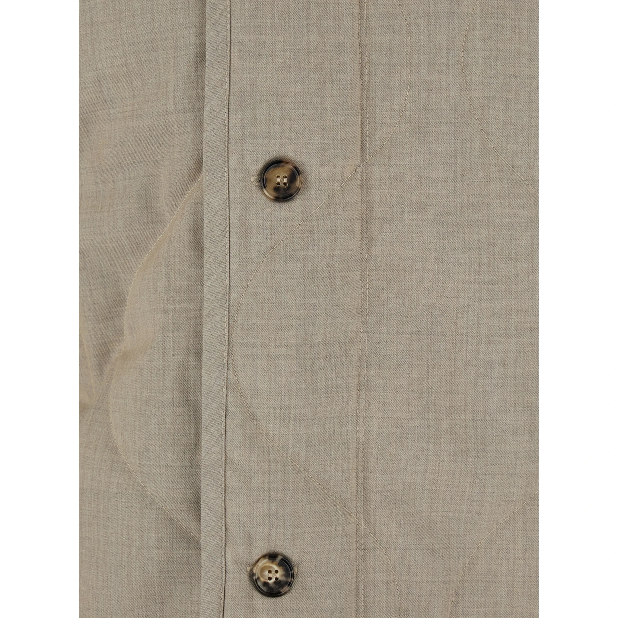 Beige Crewneck Jacket with Quilted Design on the Front and Logo Embroidery on the Rear in Fabric Man