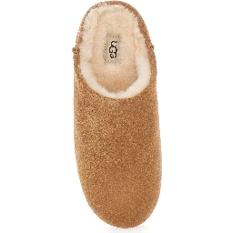 Elea Beige Mules with Logo Lettering on the Side and Shearling Lining in Suede Woman