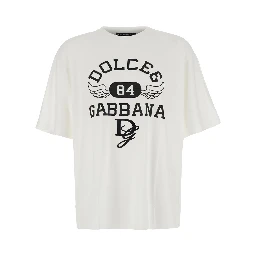 White Oversize T-Shirt with Maxi Logo on the Front in Cotton Man