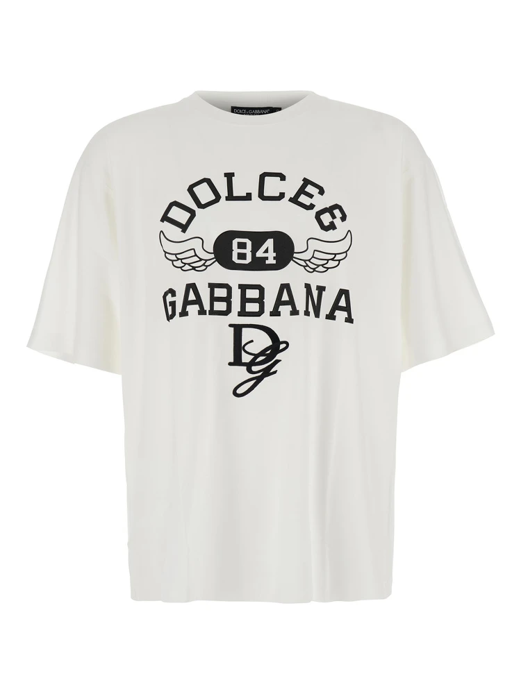 White Oversize T-Shirt with Maxi Logo on the Front in Cotton Man