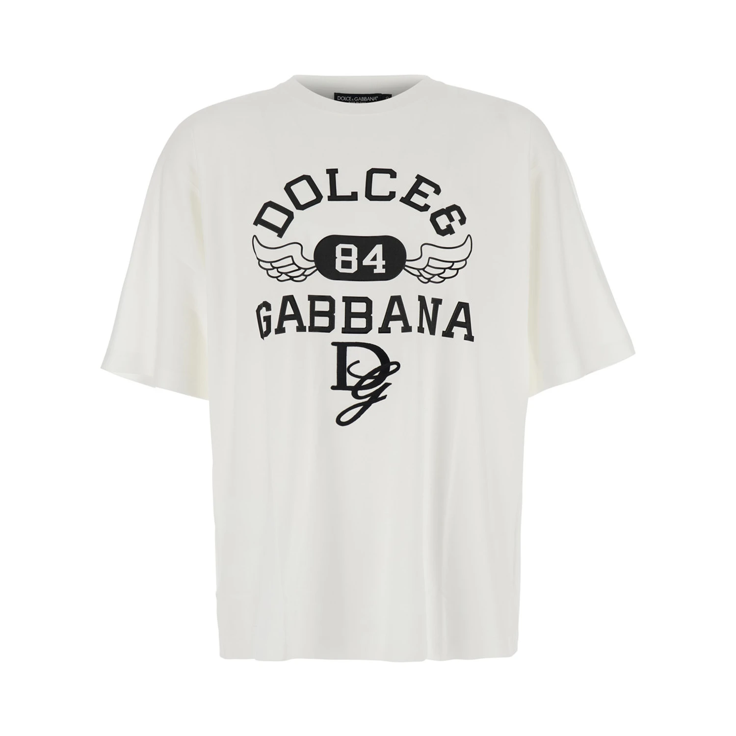 White Oversize T-Shirt with Maxi Logo on the Front in Cotton Man