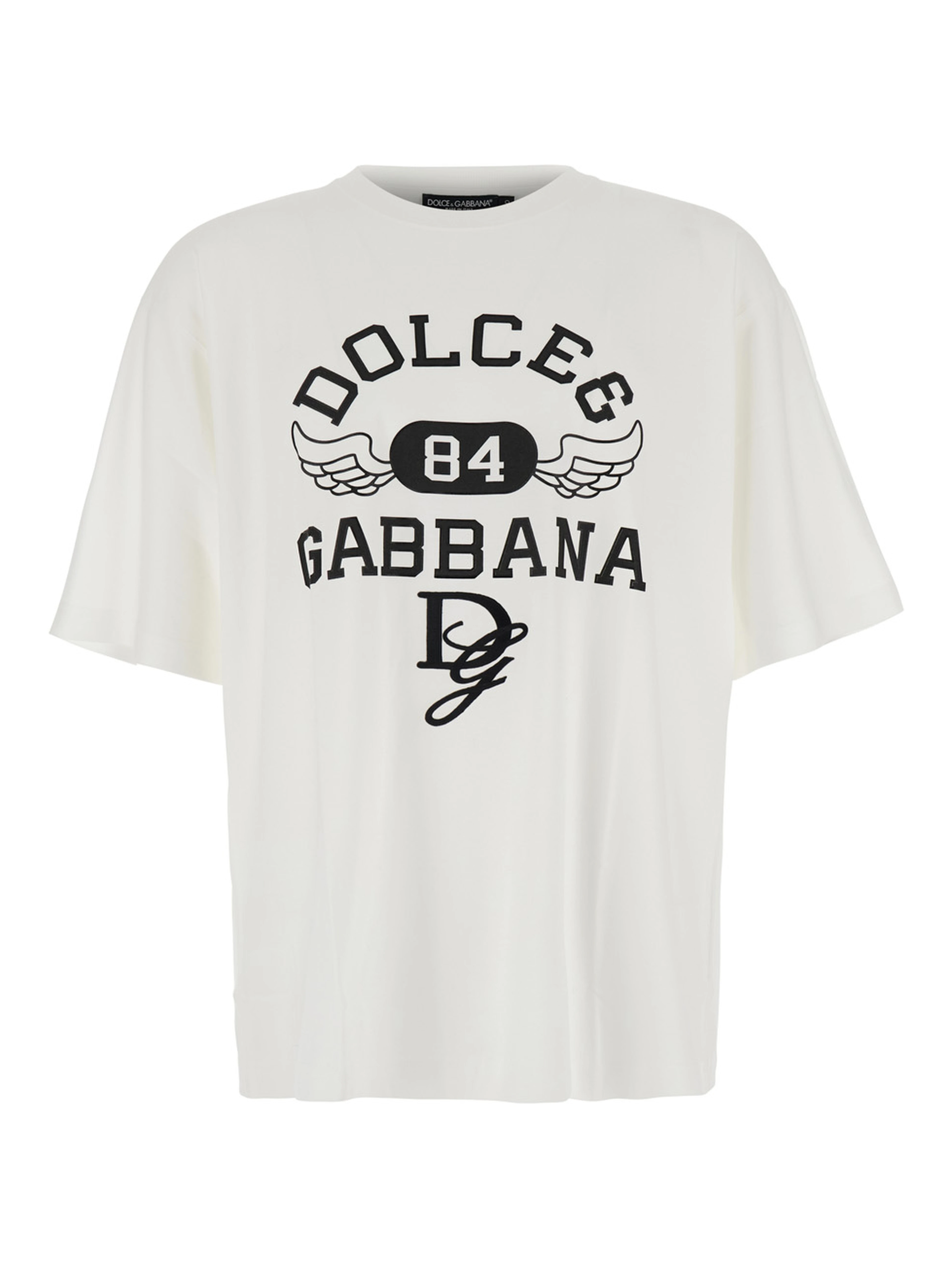 White Oversize T-Shirt with Maxi Logo on the Front in Cotton Man