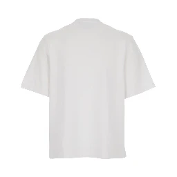 White T-Shirt with Logo Lettering Printed on the Front in Cotton Woman