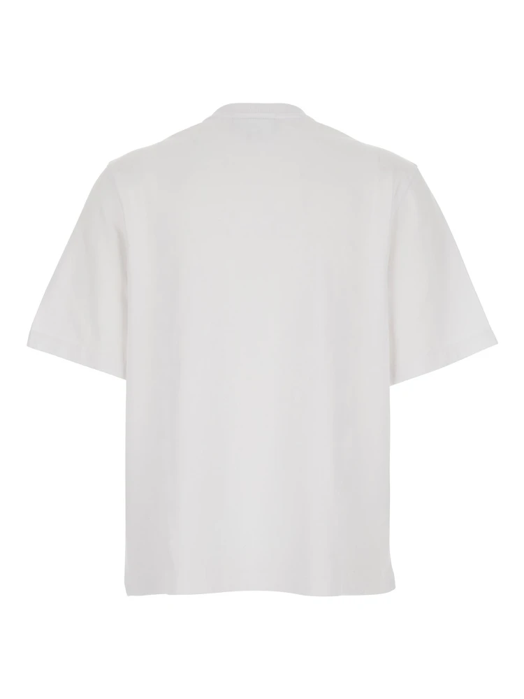 White T-Shirt with Logo Lettering Printed on the Front in Cotton Woman alternative