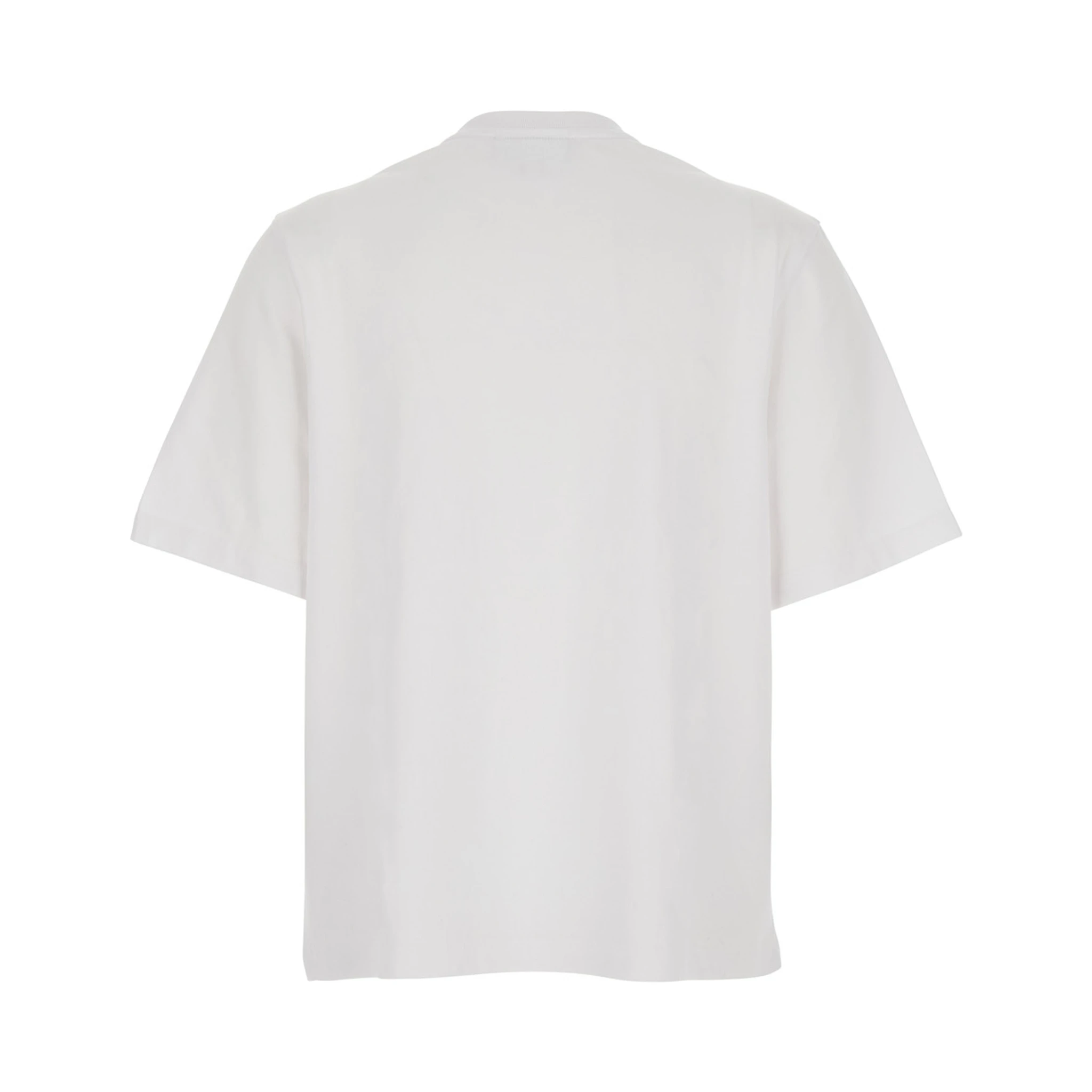 White T-Shirt with Logo Lettering Printed on the Front in Cotton Woman