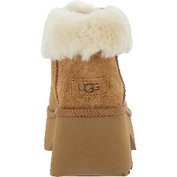 Esmee Beige Ankle Boots with Fur Detailing and Platform in Suede Woman