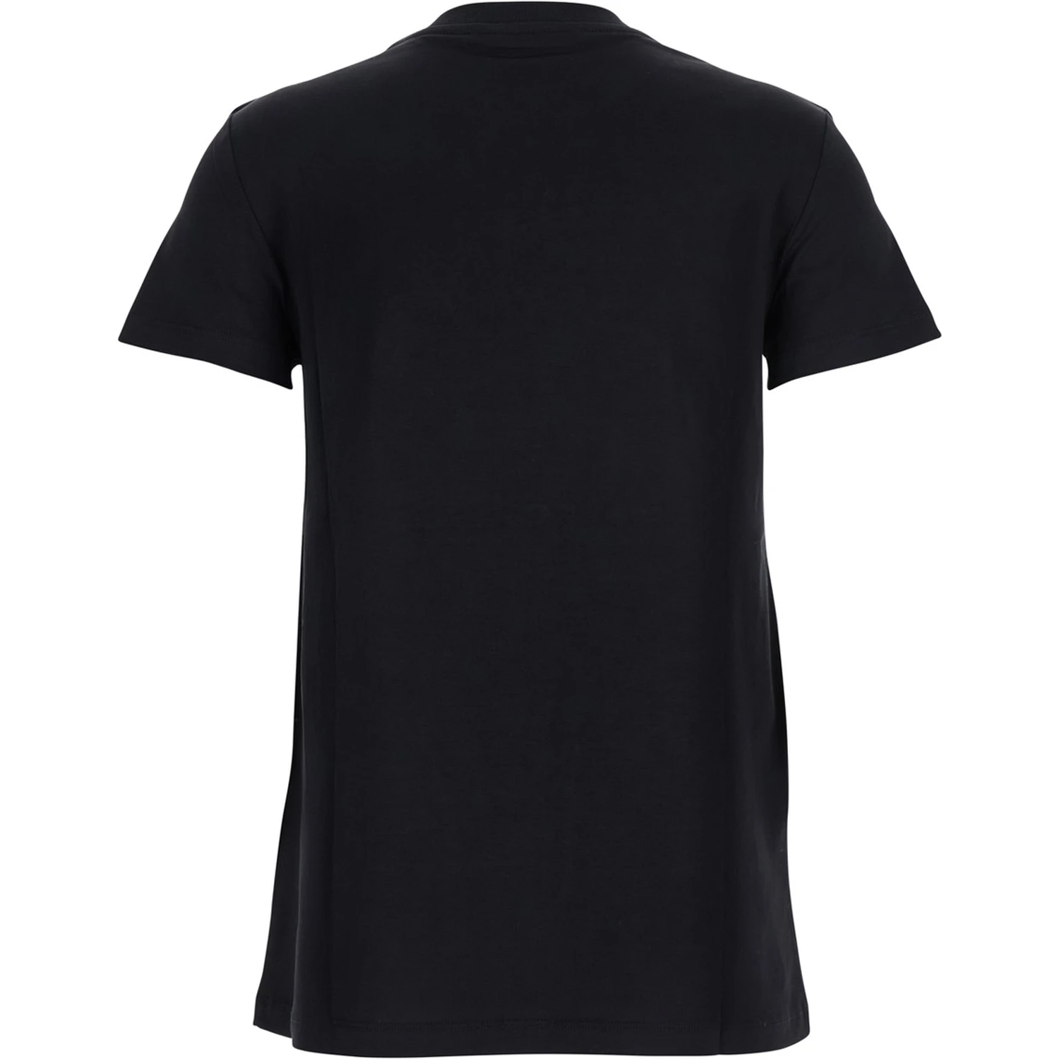 Black Crew Neck T-Shirt with Front Logo in Cotton Woman